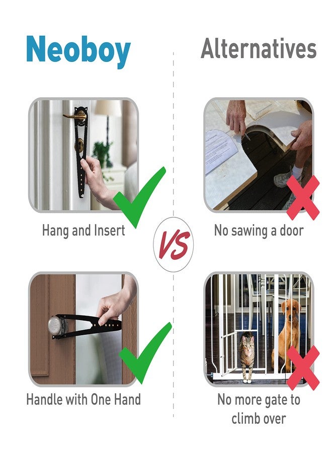 Neobay Cat Door Latch with Stabilizer, 7 Sizes Adjustable Cat Door Holder Latch, Keeps Dog Out of Litter Box, No-Drill Alternative to Pet Gates & Interior Cat Door, Black, 2 Packs - Image 5